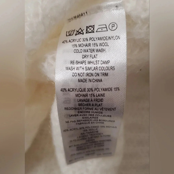 French Connection Mathilde Knit High Neck Sz S Ivory Jeweled Sweater - Picture 10 of 11